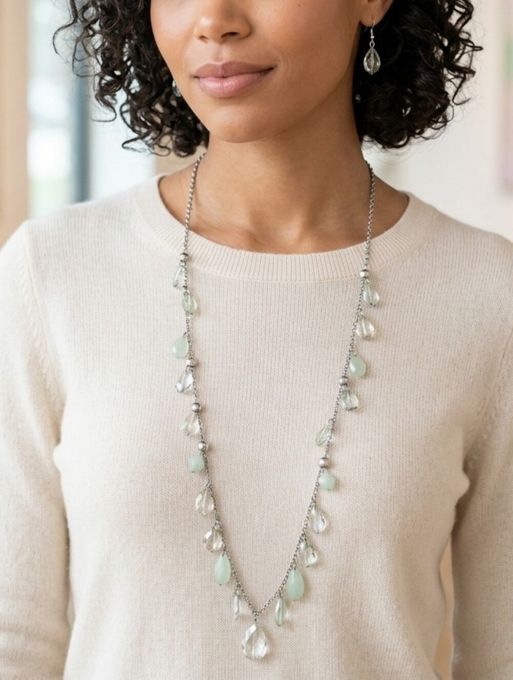 Paparazzi Silver Necklace with Green Accents